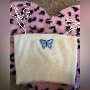 SHEIN fuzzy crop top